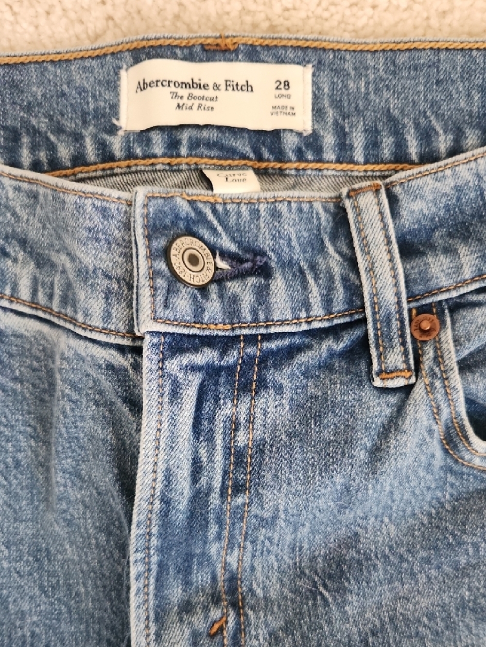 Abercrombie & Fitch Medium Blue Straight-Leg Jeans - Picture 2 of 3